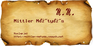 Mittler Mátyás névjegykártya